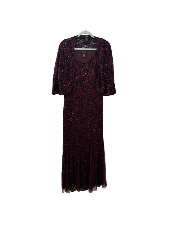 Candallite Dresses & Skirts - Candalite Burgundy Lace Formal Gown Sequins/ Matching Bolero Jacket Size L Set